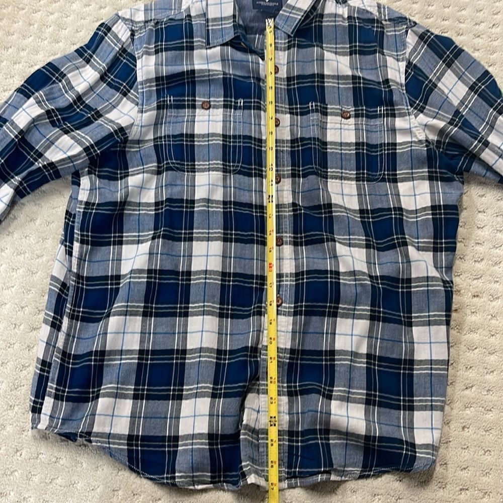 American Eagle Men’s Blue Plaid Long Sleeve Button Up Shirt XL, Slim Fit - Picture 6 of 8